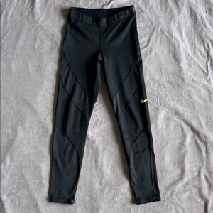 Nike Pro Hyperwarm Black Leggings with Vibrant Yellow Logo
